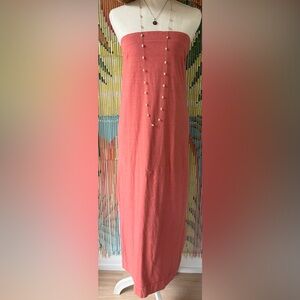 Free People Strapless Maxi Dress in Coral